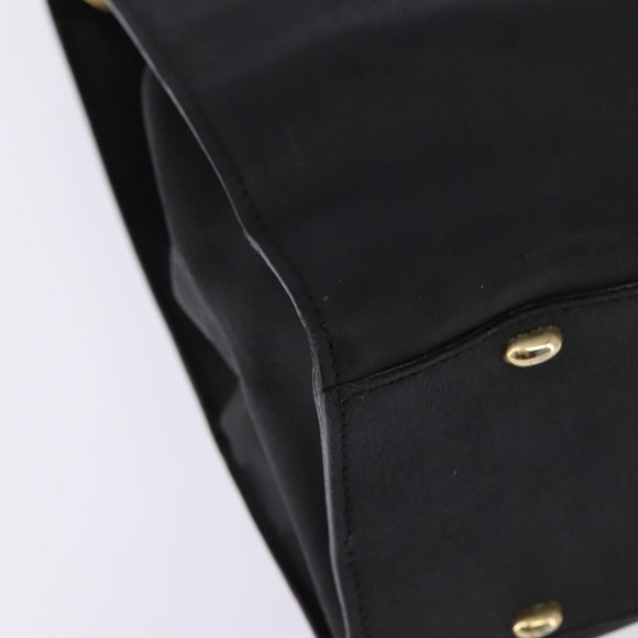 CELINE Tote Bag Leather Black Gold Auth 143197