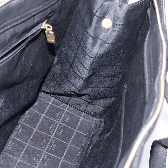 CELINE Tote Bag Leather Black Gold Auth 143197