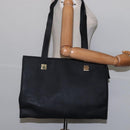 CELINE Tote Bag Leather Black Gold Auth 143197-21