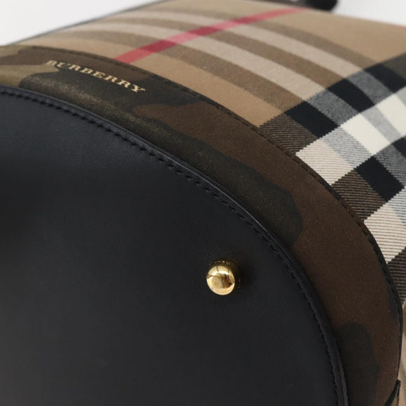 BURBERRY Nova Check Tote Bag Canvas Beige Gold Auth 143198