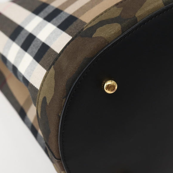 BURBERRY Nova Check Tote Bag Canvas Beige Gold Auth 143198