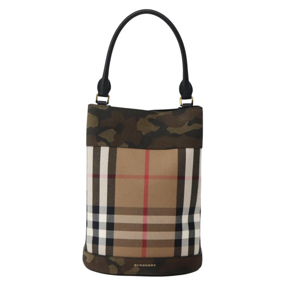 BURBERRY Nova Check Tote Bag Canvas Beige Gold Auth 143198