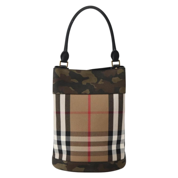 BURBERRY Nova Check Tote Bag Canvas Beige Gold Auth 143198