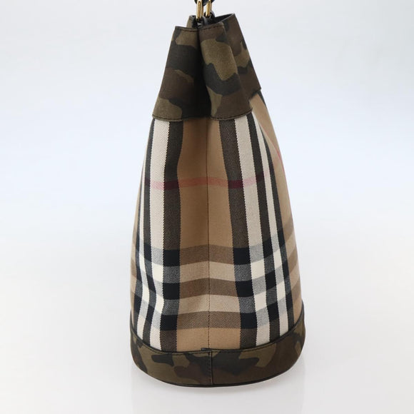 BURBERRY Nova Check Tote Bag Canvas Beige Gold Auth 143198