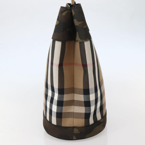BURBERRY Nova Check Tote Bag Canvas Beige Gold Auth 143198