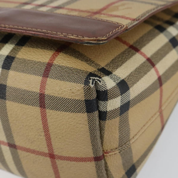BURBERRY Nova Check Shoulder Bag PVC Beige Auth 143199