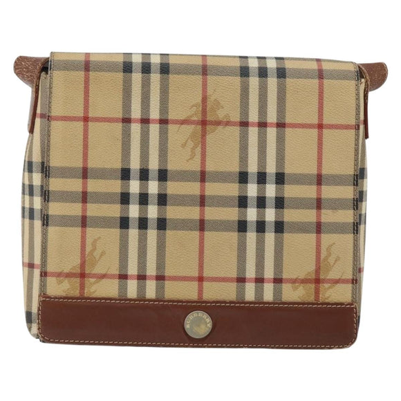BURBERRY Nova Check Shoulder Bag PVC Beige Auth 143199
