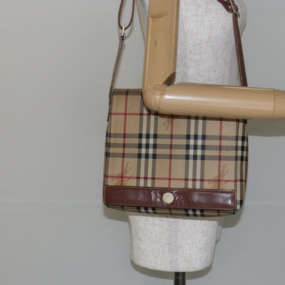 BURBERRY Nova Check Shoulder Bag PVC Beige Auth 143199