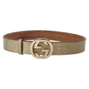 GUCCI GG Implementation Interlocking Belt 37"" Gold 114876 Auth 143201-1