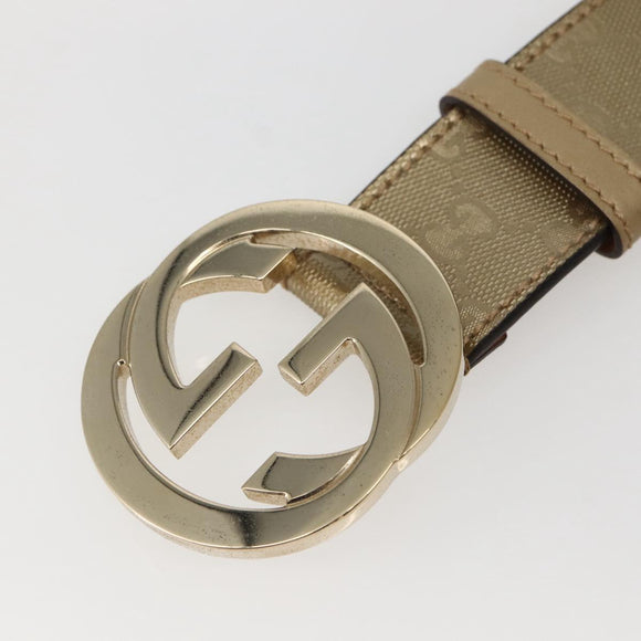 GUCCI GG Implementation Interlocking Belt 37"" Gold 114876 Auth 143201