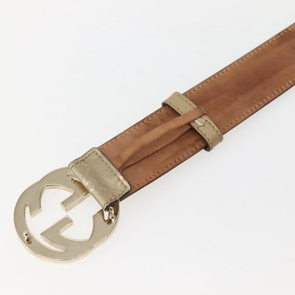 GUCCI GG Implementation Interlocking Belt 37"" Gold 114876 Auth 143201