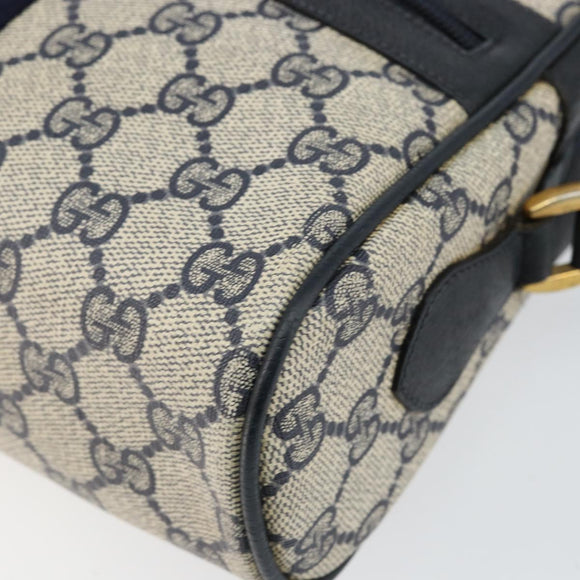 GUCCI GG Supreme Sherry Line Shoulder Bag PVC Navy Gold 68 02 004 Auth 143204