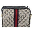 GUCCI GG Supreme Sherry Line Shoulder Bag PVC Navy Gold 68 02 004 Auth 143204-3