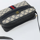 GUCCI GG Supreme Sherry Line Shoulder Bag PVC Navy Gold 68 02 004 Auth 143204-6