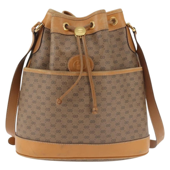 GUCCI Micro GG Supreme Shoulder Bag PVC Beige Gold 001 165 0937 Auth 143205