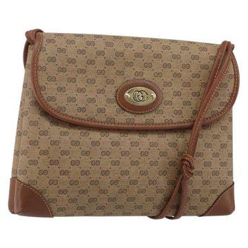 GUCCI Micro GG Supreme Shoulder Bag PVC Beige Gold Auth 143206