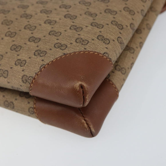 GUCCI Micro GG Supreme Shoulder Bag PVC Beige Gold Auth 143206