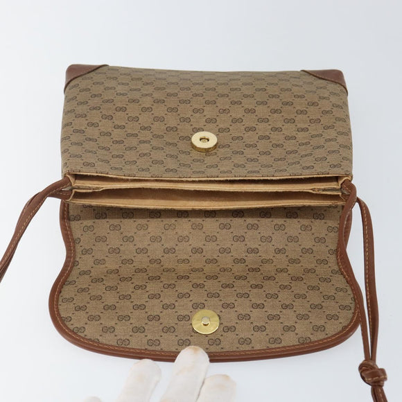 GUCCI Micro GG Supreme Shoulder Bag PVC Beige Gold Auth 143206