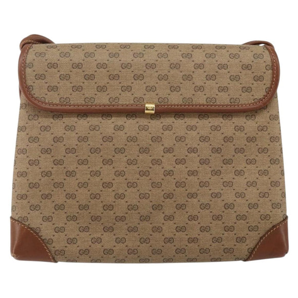 GUCCI Micro GG Supreme Shoulder Bag PVC Beige Gold Auth 143206