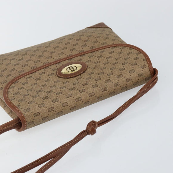 GUCCI Micro GG Supreme Shoulder Bag PVC Beige Gold Auth 143206