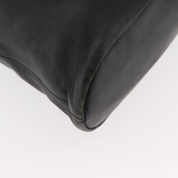 GUCCI Shoulder Bag Leather Black Silver Auth 143208