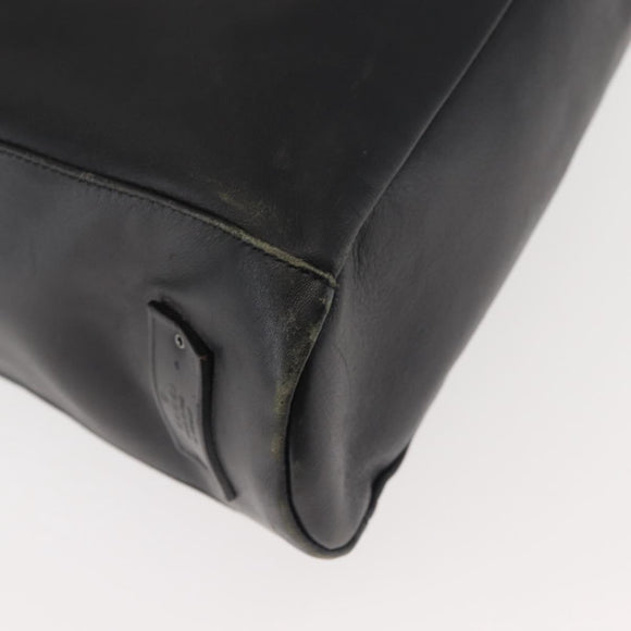 GUCCI Shoulder Bag Leather Black Silver Auth 143208