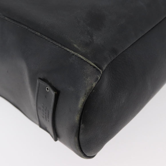 GUCCI Shoulder Bag Leather Black Silver Auth 143208
