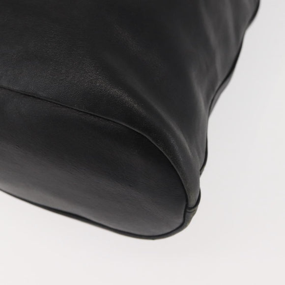 GUCCI Shoulder Bag Leather Black Silver Auth 143208