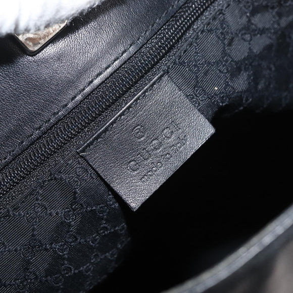 GUCCI Shoulder Bag Leather Black Silver Auth 143208