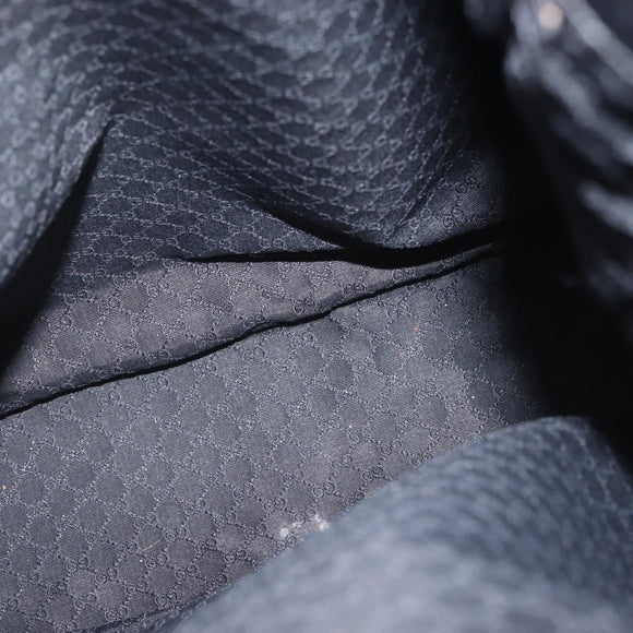 GUCCI Shoulder Bag Leather Black Silver Auth 143208