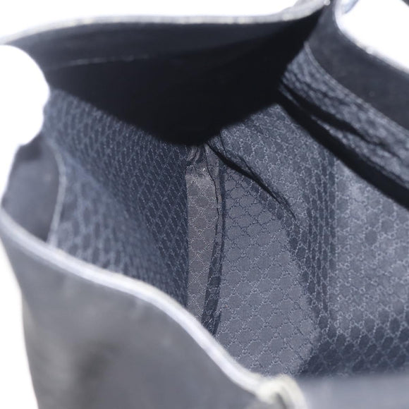 GUCCI Shoulder Bag Leather Black Silver Auth 143208