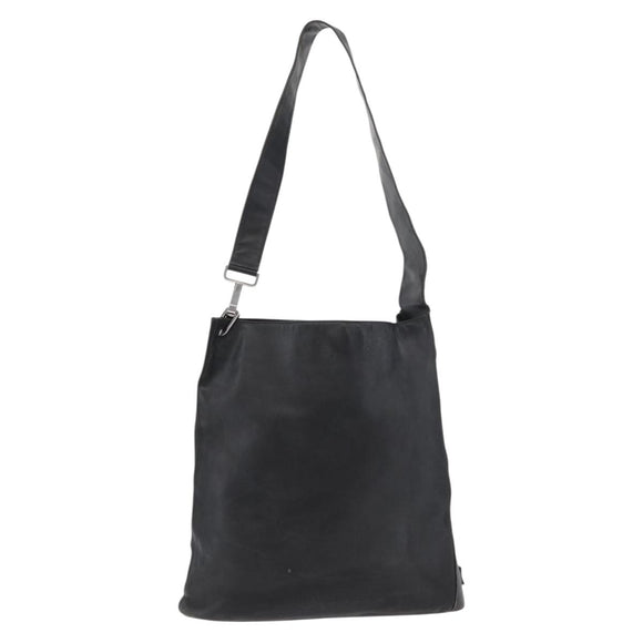 GUCCI Shoulder Bag Leather Black Silver Auth 143208