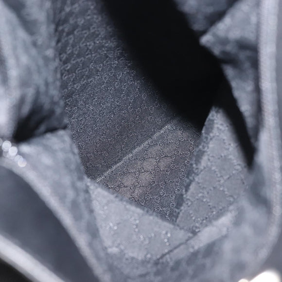 GUCCI Shoulder Bag Leather Black Silver Auth 143208