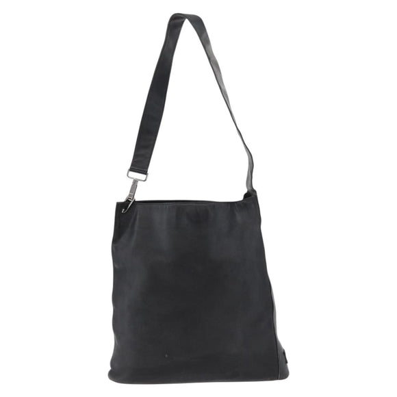 GUCCI Shoulder Bag Leather Black Silver Auth 143208