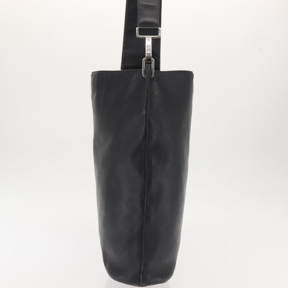 GUCCI Shoulder Bag Leather Black Silver Auth 143208