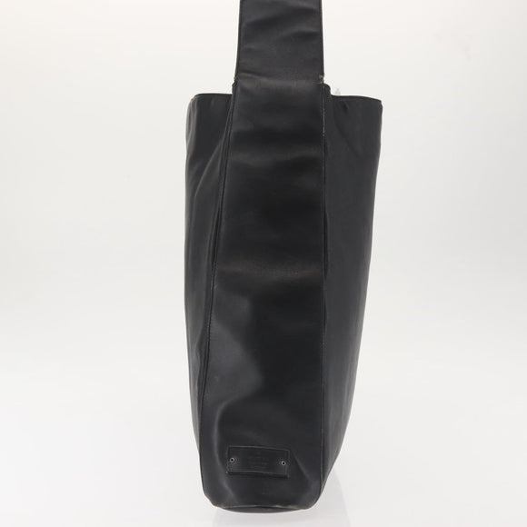 GUCCI Shoulder Bag Leather Black Silver Auth 143208