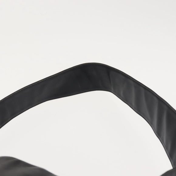 GUCCI Shoulder Bag Leather Black Silver Auth 143208