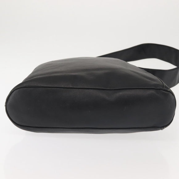 GUCCI Shoulder Bag Leather Black Silver Auth 143208