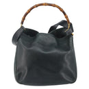 GUCCI Bamboo Hand Bag Leather 2way Green Gold 001 2113 1638 Auth 143210-13
