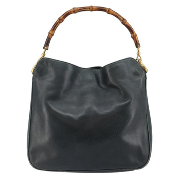 GUCCI Bamboo Hand Bag Leather 2way Green Gold 001 2113 1638 Auth 143210 - 0