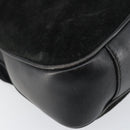 GUCCI Bamboo Hand Bag Suede Leather 2way Black Gold 001 3754 1638 Auth 143211-13