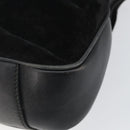 GUCCI Bamboo Hand Bag Suede Leather 2way Black Gold 001 3754 1638 Auth 143211-14