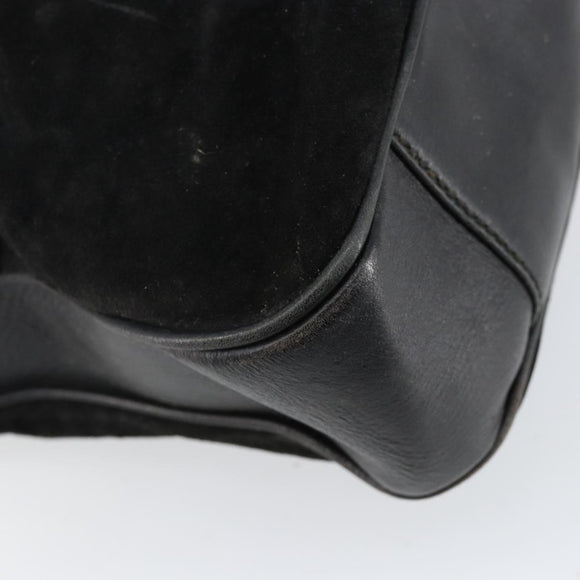 GUCCI Bamboo Hand Bag Suede Leather 2way Black Gold 001 3754 1638 Auth 143211