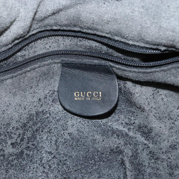 GUCCI Bamboo Hand Bag Suede Leather 2way Black Gold 001 3754 1638 Auth 143211