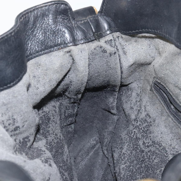 GUCCI Bamboo Hand Bag Suede Leather 2way Black Gold 001 3754 1638 Auth 143211