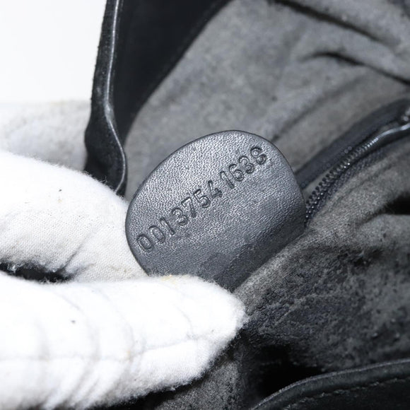 GUCCI Bamboo Hand Bag Suede Leather 2way Black Gold 001 3754 1638 Auth 143211