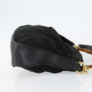 GUCCI Bamboo Hand Bag Suede Leather 2way Black Gold 001 3754 1638 Auth 143211-4