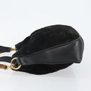 GUCCI Bamboo Hand Bag Suede Leather 2way Black Gold 001 3754 1638 Auth 143211-5