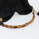 GUCCI Bamboo Hand Bag Suede Leather 2way Black Gold 001 3754 1638 Auth 143211-7