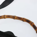 GUCCI Bamboo Hand Bag Suede Leather 2way Black Gold 001 3754 1638 Auth 143211-8